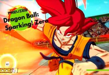 Super Saiyan God Goku rushes toward the camera in Dragon Ball: Sparking! Zero