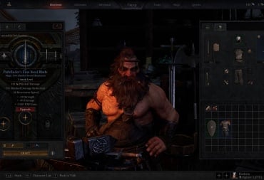 Image of the Blacksmith in Dungeonborne With His Hands on His Hips