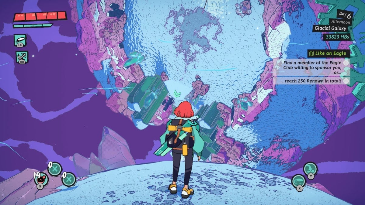 An in-game screenshot of Dungeons of Hinterberg, showcasing the protagonist Luisa inside one of Kolmstein's icy dungeons.