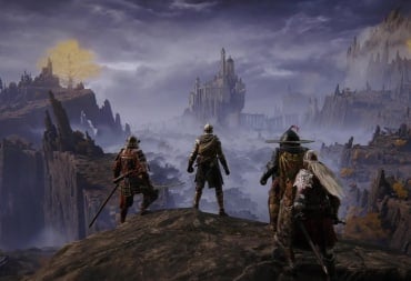 Four players looking out over the Lands Between in the Elden Ring Seamless Co-op mod