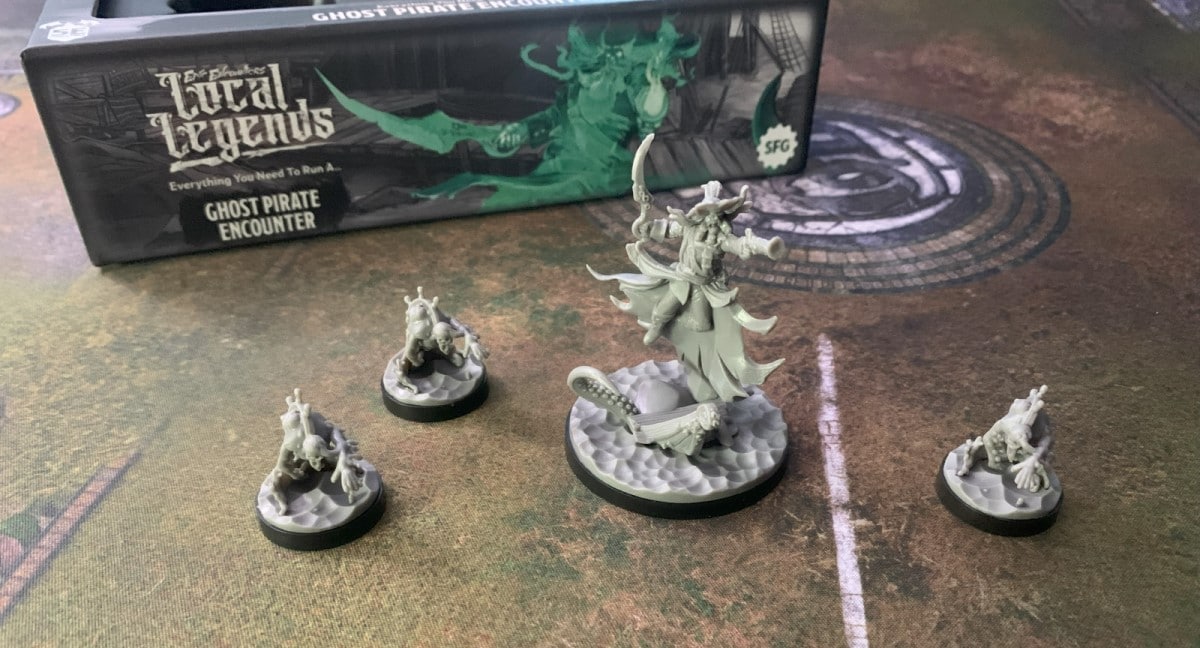 A screenshot of miniatures from the Epic Encounters: Local Legends Ghost Pirate encounter box.