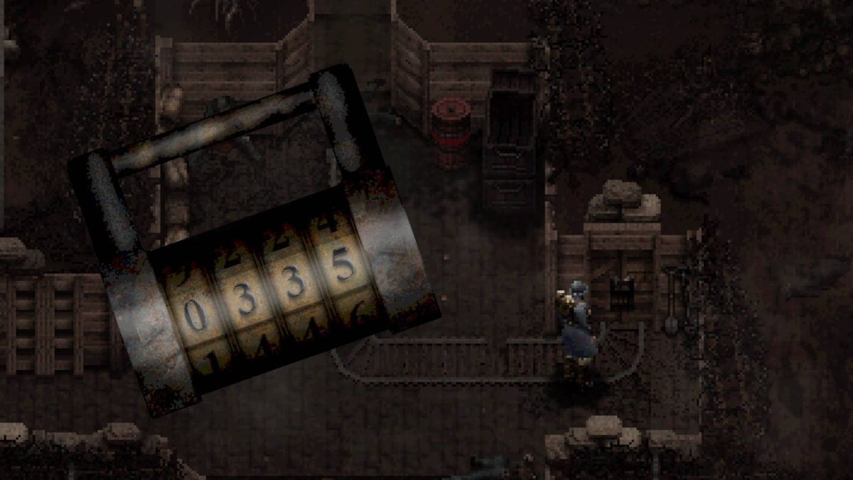 How to Get the Front Line Door Code in Conscript - Cover Image Standing Near the Locked Front Line Door with the Lock Superimposed