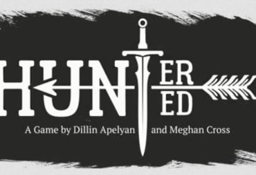 A promotional banner image of the TTRPG Hunt(er/ed) in white letters on a black background.