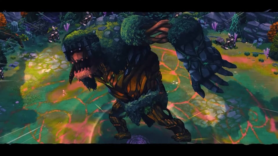 A large moss covered giant yelling.