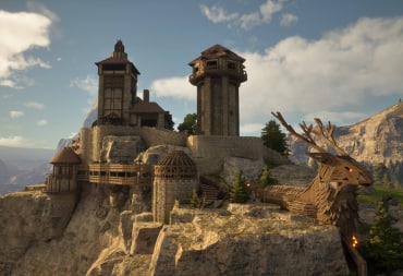 Image of a castle on a mountain in Pax Dei