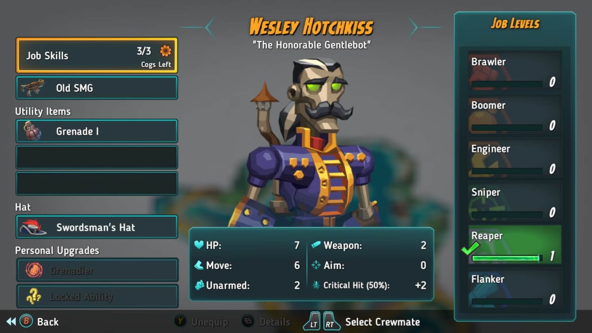 A look at upgrades from SteamWorld Heist II.