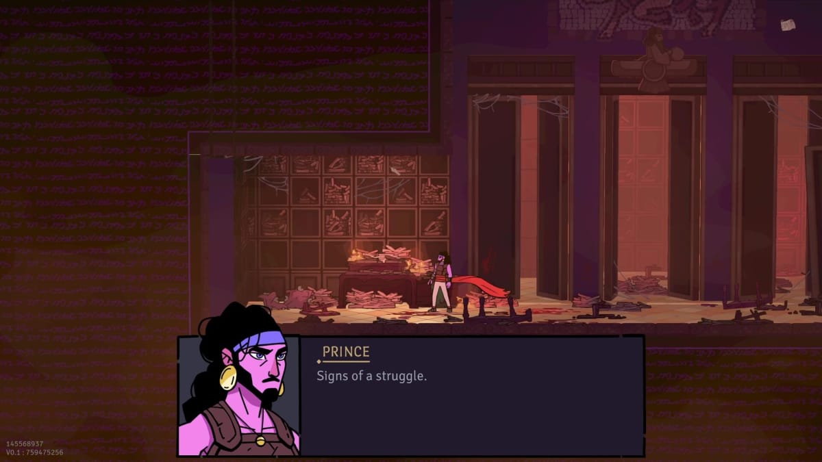 The Prince noticing signs of a struggle in The Rogue Prince of Persia