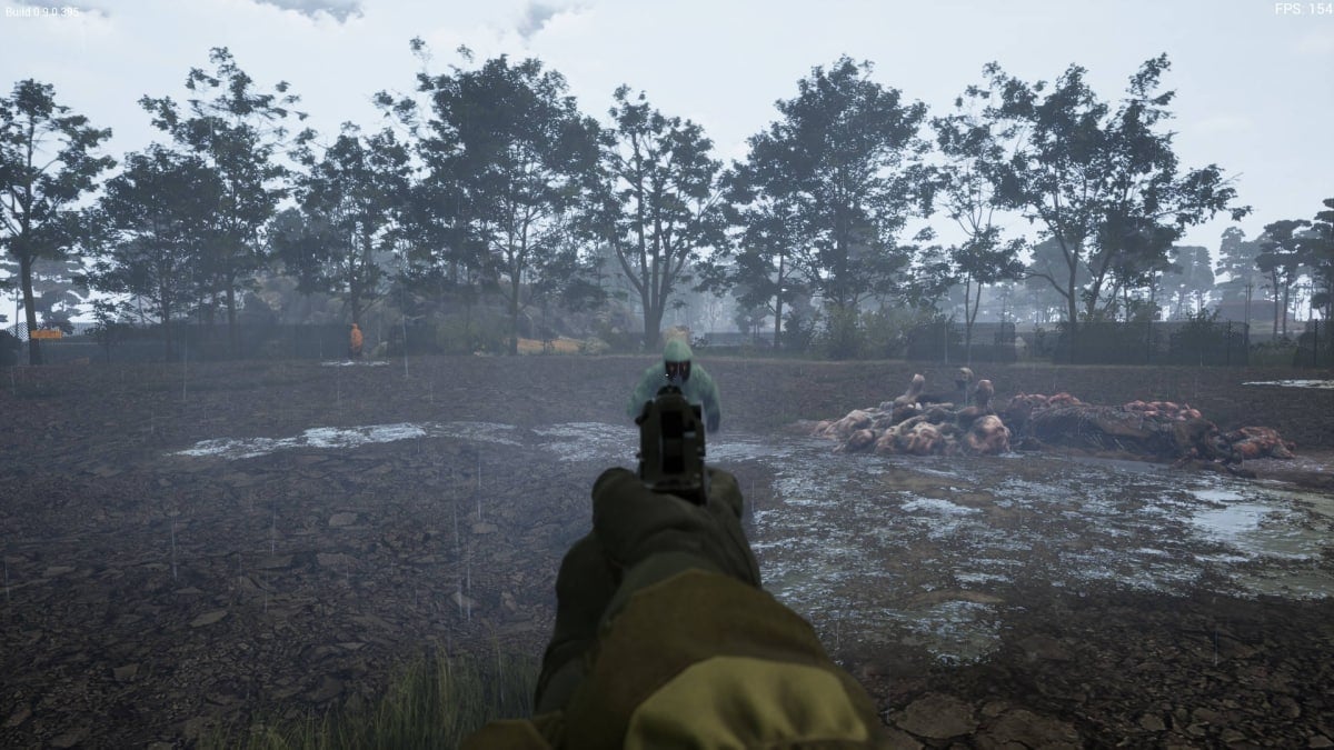 Vorax Game Page - Cover Image Aiming a Pistol at a Zombie Running Towards the Player