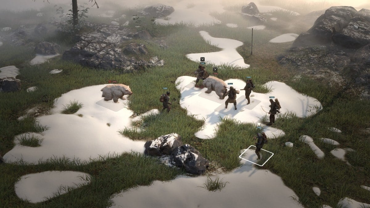 Players engaged in combat with bears in Wartales